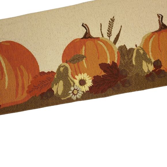 Croft & Barrow Pumpkins in a row Table Runner Harvest Season 5 ft x 1 Width - Picture 6 of 14